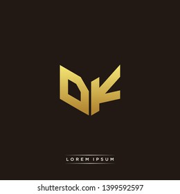 DK Logo Letter Initial Logo Designs Templete with Gold and Black Background