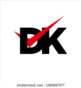 DK Logo Modern of Letter Tick Red Initial Capital Designs Template