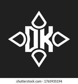 DK Logo monogram with four cone rounded by the shape design template