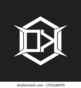 DK Logo monogram with hexagon and four taper shape design template