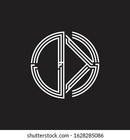 DK Logo monogram triple ribbon style line design template isolated on black background