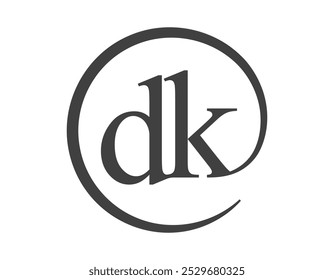 Logotipo de DK de dos letras con forma de círculo estilo de signo de correo electrónico. Logotipo de D y K round de la empresa para la identidad de marca.