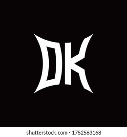 DK monogram logo with sharped shape design template isolated on black background