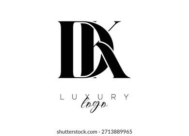 Logotipo de tipografía de monograma de letra DK Serif para una identidad de marca elegante de Premium