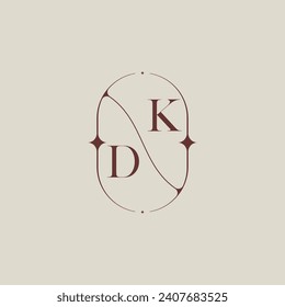 DK wedding classic in elegant monogram with high quality professional design that will print well