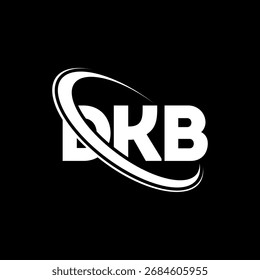 Logotipo do DKB. Carta DKB. Design do logotipo da letra DKB. Logotipo inicial do DKB vinculado ao logotipo do monograma em círculo e maiúsculo. Tipografia DKB para marca de tecnologia, negócios e imobiliário.