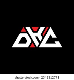 DKC triangle letter logo design with triangle shape. DKC triangle logo design monogram. DKC triangle vector logo template with red color. DKC triangular logo Simple, Elegant, and Luxurious design.