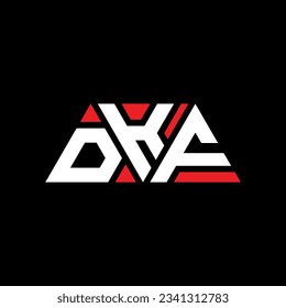 DKF triangle letter logo design with triangle shape. DKF triangle logo design monogram. DKF triangle vector logo template with red color. DKF triangular logo Simple, Elegant, and Luxurious design.