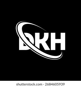 DKH logo. DKH letter. DKH letter logo design. Initials DKH logo linked with circle and uppercase monogram logo. DKH-typography for technology, business and real estate brand.