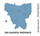 DKI Jakarta Province map illustration. Map of province in Indonesia