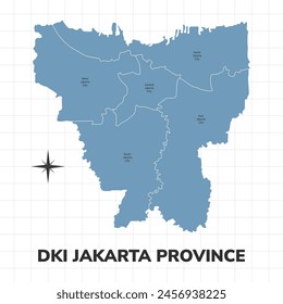 DKI Jakarta Province map illustration. Map of province in Indonesia