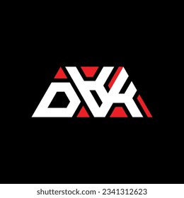 DKK triangle letter logo design with triangle shape. DKK triangle logo design monogram. DKK triangle vector logo template with red color. DKK triangular logo Simple, Elegant, and Luxurious design.