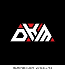 Diseño del logotipo de la letra triangular DKM con forma triangular. Monograma de diseño del logotipo del triángulo DKM. Plantilla de logotipo vectorial de triángulo DKM con color rojo. Logo triangular DKM Diseño sencillo, elegante y lujoso.