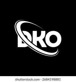 DKO-Logo. DKO-Brief. Logo-Design für DKO-Buchstaben. Initialen DKO Logo mit Kreis und Großbuchstaben Monogramm Logo verbunden. DKO-Typografie für Technologie, Business und Immobilien Marke.
