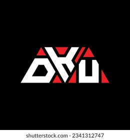 DKU triangle letter logo design with triangle shape. DKU triangle logo design monogram. DKU triangle vector logo template with red color. DKU triangular logo Simple, Elegant, and Luxurious design.