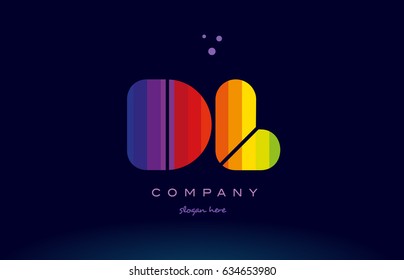 dl d l alphabet letter colorful creative colors text dots creative company logo vector icon design template