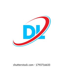 DL D L letter logo design. Initial letter DL linked circle uppercase monogram logo red and blue. DL logo, D L design. dl, d l