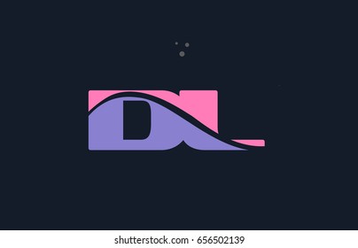 dl d l pink blue alphabet letter logo purple font creative text dots company vector icon design template