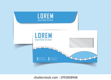 DL Envelope design. Template for advertising, branding and corporate identity. Envelope with window. Envelope mockup for design