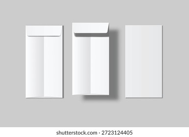 DL maqueta de sobre con maqueta de papel en blanco sobre fondo neutral, composición de papelería limpia para marca corporativa, correspondencia comercial, diseño de correo, diseño de invitación, presentación impresa	