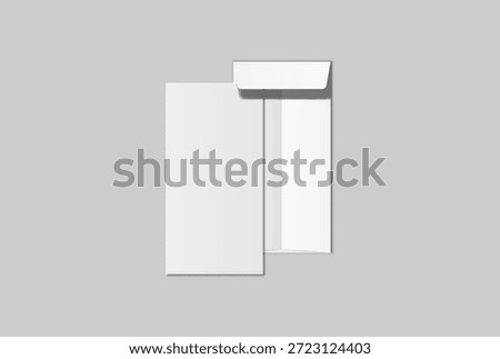 DL envelope mockup with blank paper mockup on neutral background, clean stationery composition for corporate branding, business correspondence, mailing design, invitation layout, print presentation	