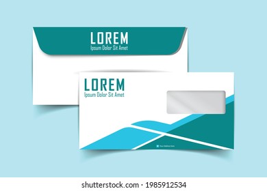 DL Envelope template front and back view. Template for advertising, branding and corporate identity. Envelope with window. DL Envelopes mockup for design. Vector illustration. EPS 10