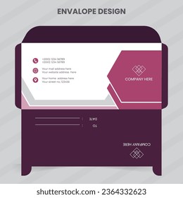 DL Envelope template with front and back. Luxury, Modern, Elegant, Professional Minimalist Business DL Size Envelope design. Vector illustration.