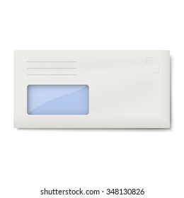 DL envelope with window for address isolated on white background