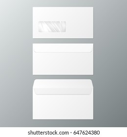 DL Envelopes. Front And Back View. Open And Close. EPS10 Vector