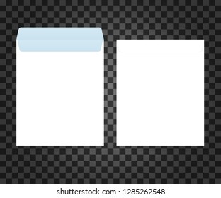 DL Envelopes mockup front and back view. Vector stock illustration.