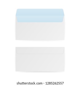 DL Envelopes mockup front and back view. Vector stock illustration.