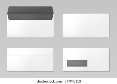 DL Envelopes mockup front and back view, vector illustration