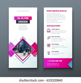 DL Flyer design. Corporate business template for DL flyer with rhombus square shapes.