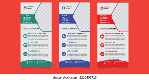 Dl Flyer Design. Red, Blue, Pest, template dl flyer. Layout with polygon photo and abstract background. Creative flyer, banner or brochure concept.