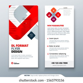 DL Flyer design with square shapes, corporate business template for dl flyer. Creative concept flyer or banner layout.