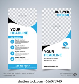DL flyer design template. DL Corporate business template for flyer. Layout with modern elements and abstract background. Creative concept vector flyer.