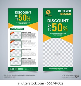 DL flyer design template. DL Corporate business template for flyer. Layout with modern elements and abstract background. Creative concept vector flyer.