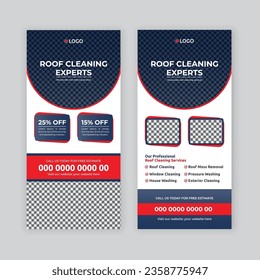 DL flyer, rack card, template for Roof washing, house washing, window cleaning, power washing, pressure washing or cleaning service DL flyer