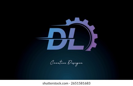 DL Gear Fusion Logo – Industrial Tech-Inspired Letter mark Futuristic Industrial Letter Mark Design for Technology and Engineering Brands.