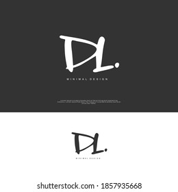 DL Escritura a mano inicial o logotipo manuscrito para identidad. Logo con firma y estilo dibujado a mano.