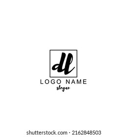 DL Initial Handwriting Logo Design Template Vector