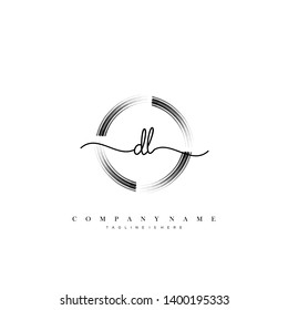 DL initial handwriting logo template vector