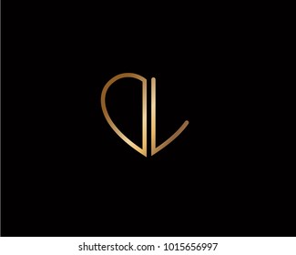 DL initial heart shape gold colored logo