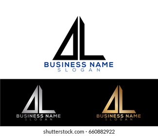 DL initial letters linked triangle shape logo
