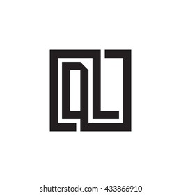 DL initial letters looping linked square monogram logo