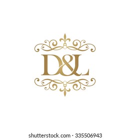 D&L Initial logo. Ornament ampersand monogram golden logo
