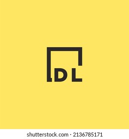 DL initial monogram logo with square style design