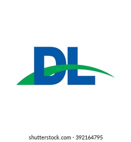 DL initial overlapping swoosh letter logo blue green