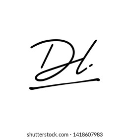 DL initial signature logo. handwriting logo template vector,