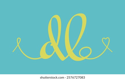 DL initial wedding monogram calligraphy vector illustration. Hand drawn lettering d and l love logo design for valentines day poster, greeting card, photo album, banner print or tattoo.